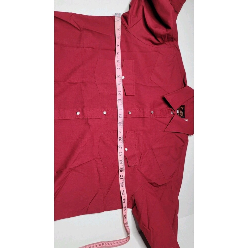 Plains Western Wear Men Large Maroon Red Long Sleeve Pearl Snap Front Cowboy - Picture 9 of 10